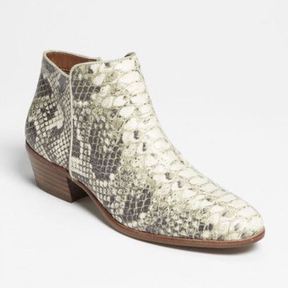 Sam Edelman Petty Snake Skin Leather Boot Cream Size 7.5
